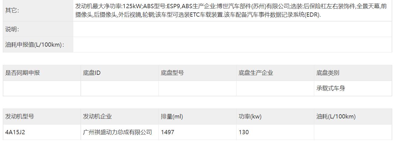 标准的紧凑级SUV尺寸，广汽传祺影酷申报信息曝光