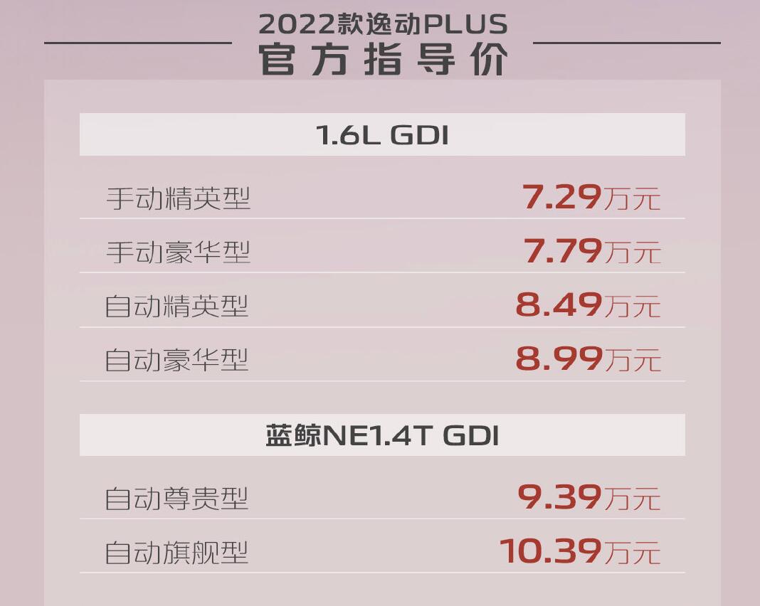 加量不加价，新款长安逸动Plus上市售7.29~10.39万元